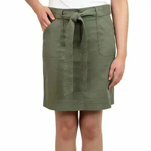 New! Kersh Utility Skirt Green Small Belted  Stretch Casual Skirt Canvas NWT
